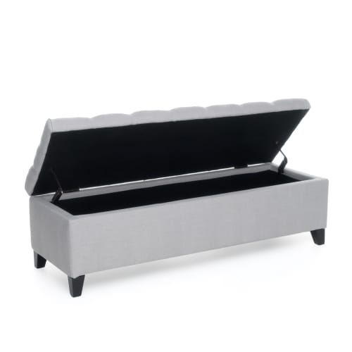 Light Gray Fabric Storage Ottoman - 51" W