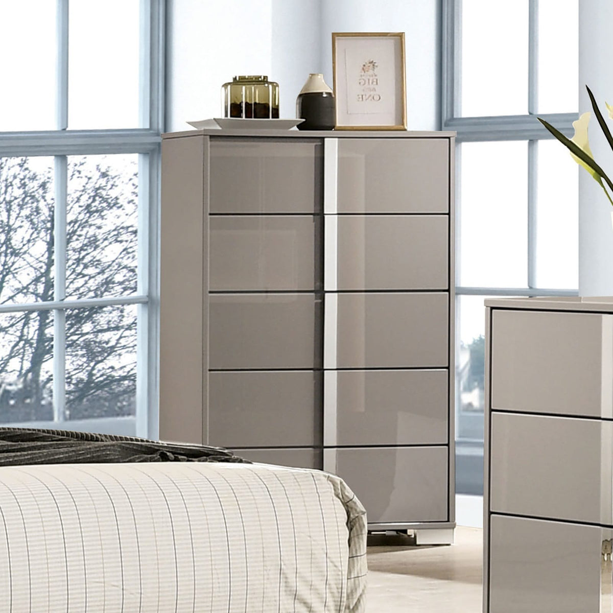 Contemporary Taupe Chest - 31" Bedroom Dresser