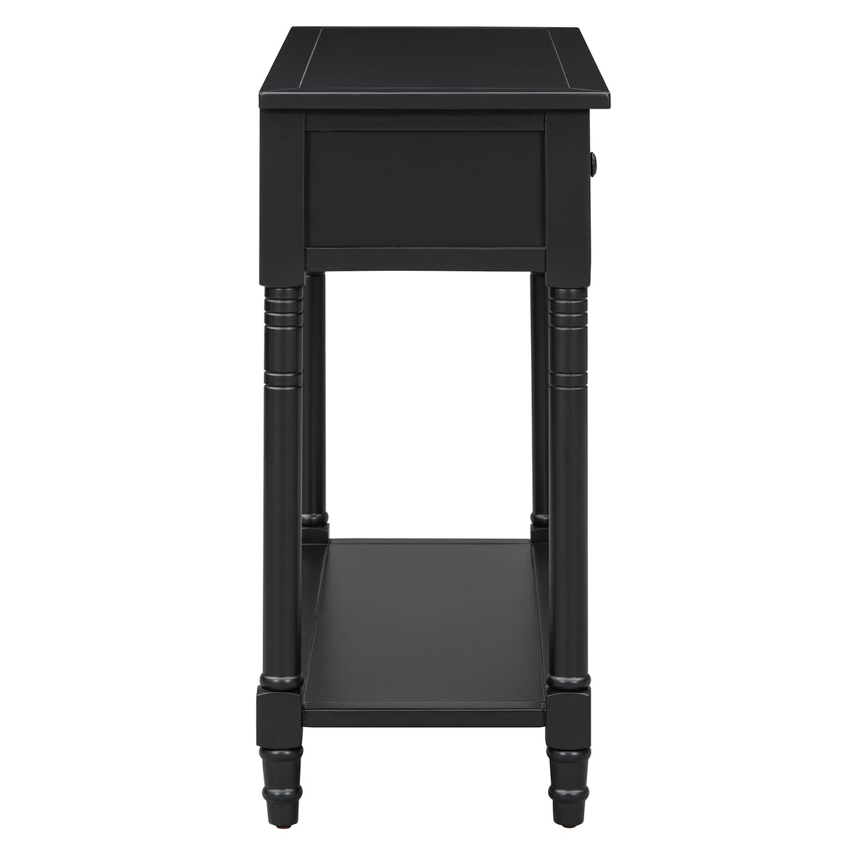 Black Solid Wood Console Table - 35.5" Entryway Table