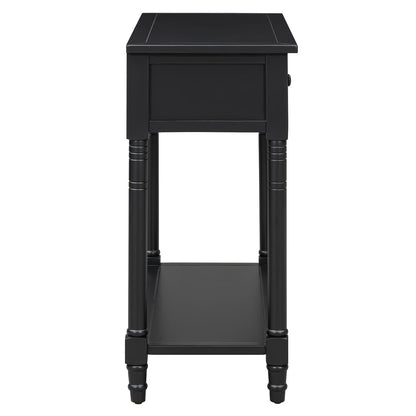Black Solid Wood Console Table - 35.5" Entryway Table