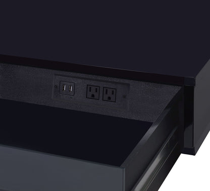 Black Rectangular Writing Desk with Storage Drawers