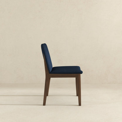 Dark Blue Brown Mid-Century Dining Chairs - Set of 2 for Dining Room