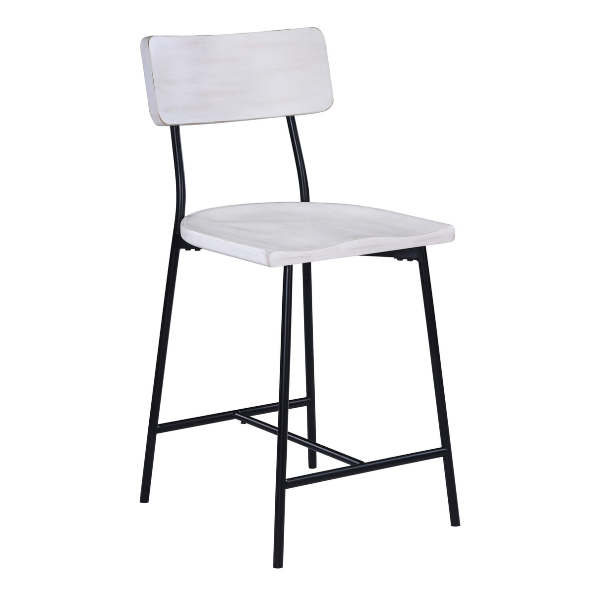 White Washed Wood Bar Stools - 3-Piece Set for Dining Room