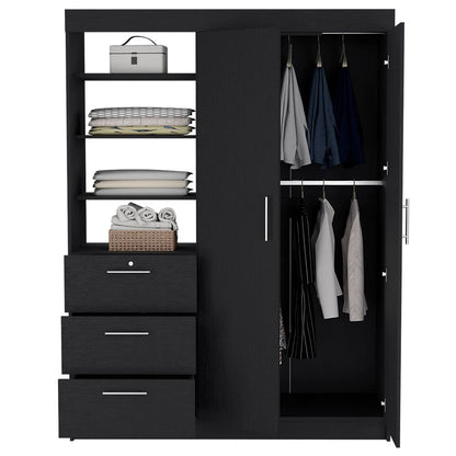 Black Armoire Rumanu - Bedroom Storage Dresser