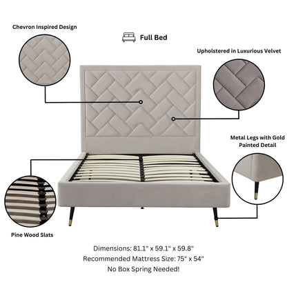Greige Eucalyptus Full Bed Frame with Headboard