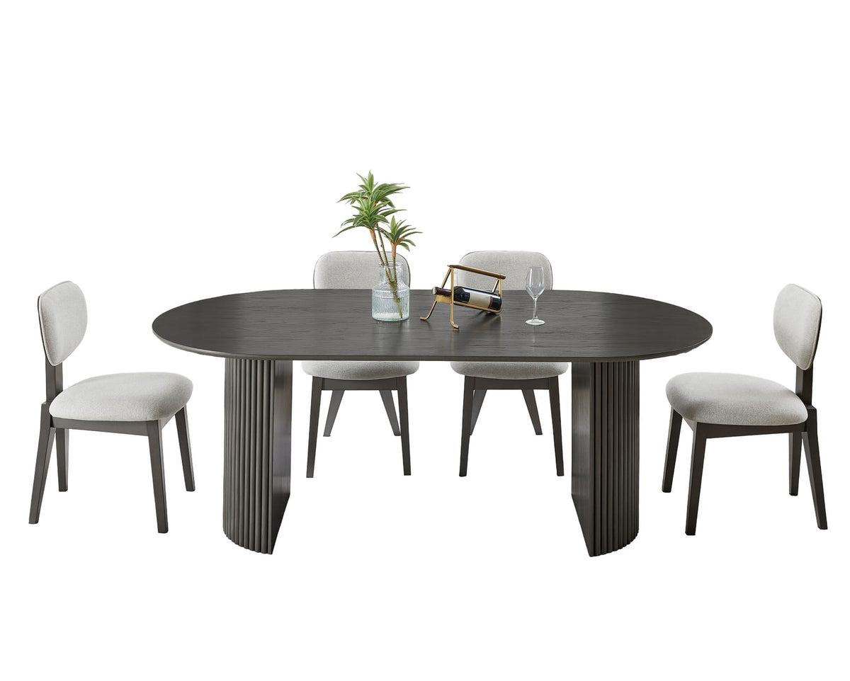 Gray Oak Dining Table Set Seats 6 for Kitchen Dining Rooms