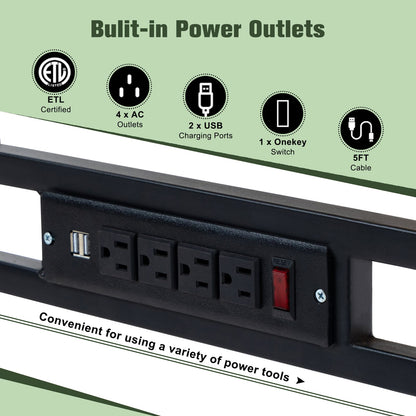 60" Adjustable Height Workbench with Power Outlets
