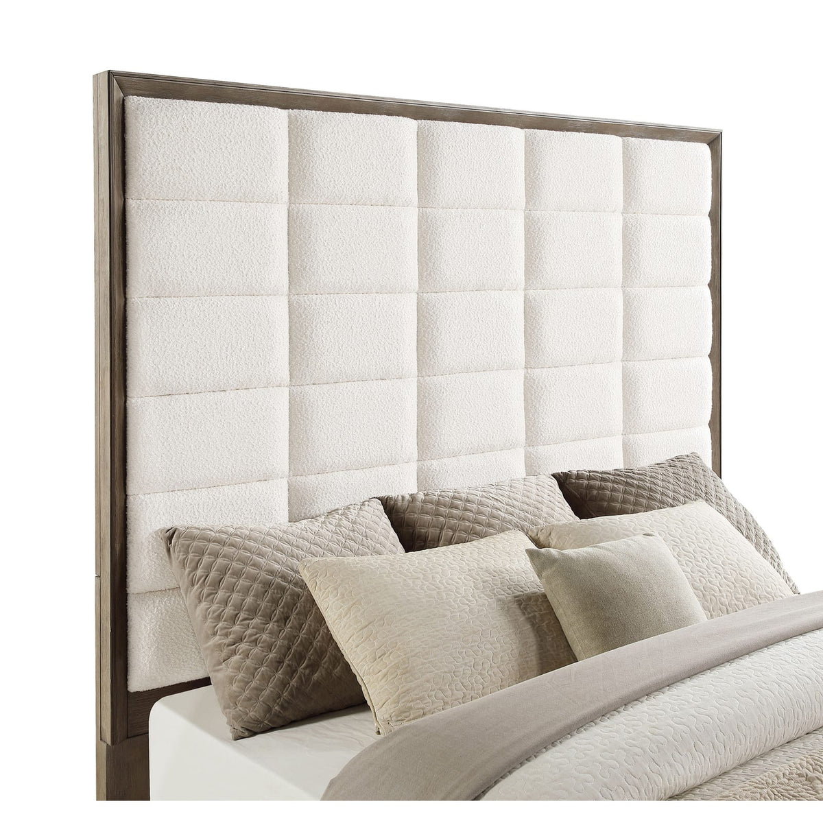 King Size Taupe Wood Bed Frame Bedroom