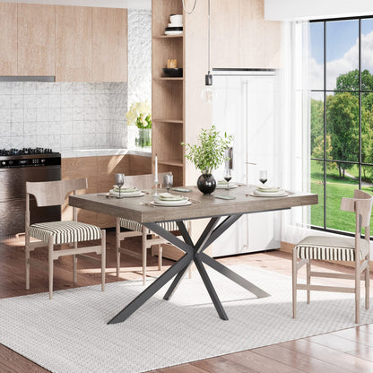 Retro Rectangular Stretch Dining Table - Gray Carole Top, Storage Included