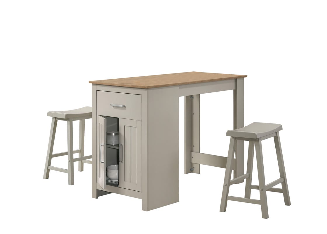 Light Gray Dining Table with Storage - 47" Counter Height for Dining Room