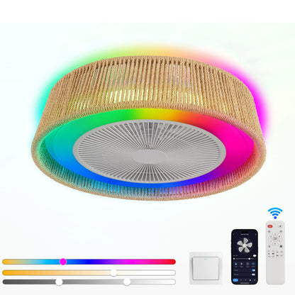 Modern Rustic Ceiling Fan Light - White Iron, LED Mood Lighting