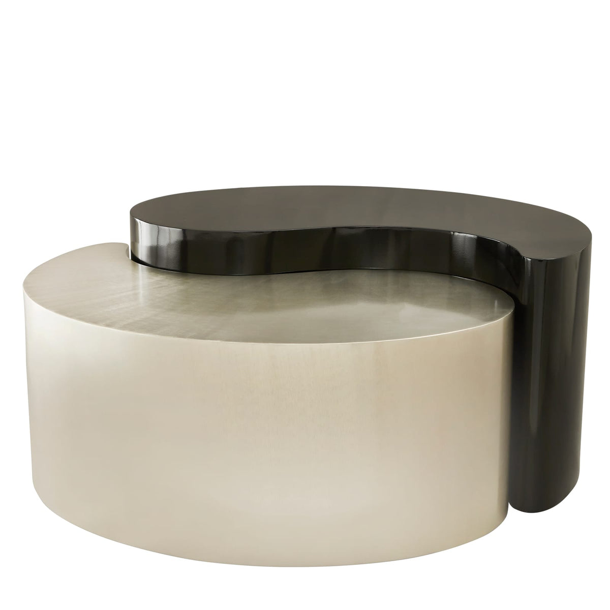 YING YANG Modern Coffee Table - Black & Silver Iron Sheet