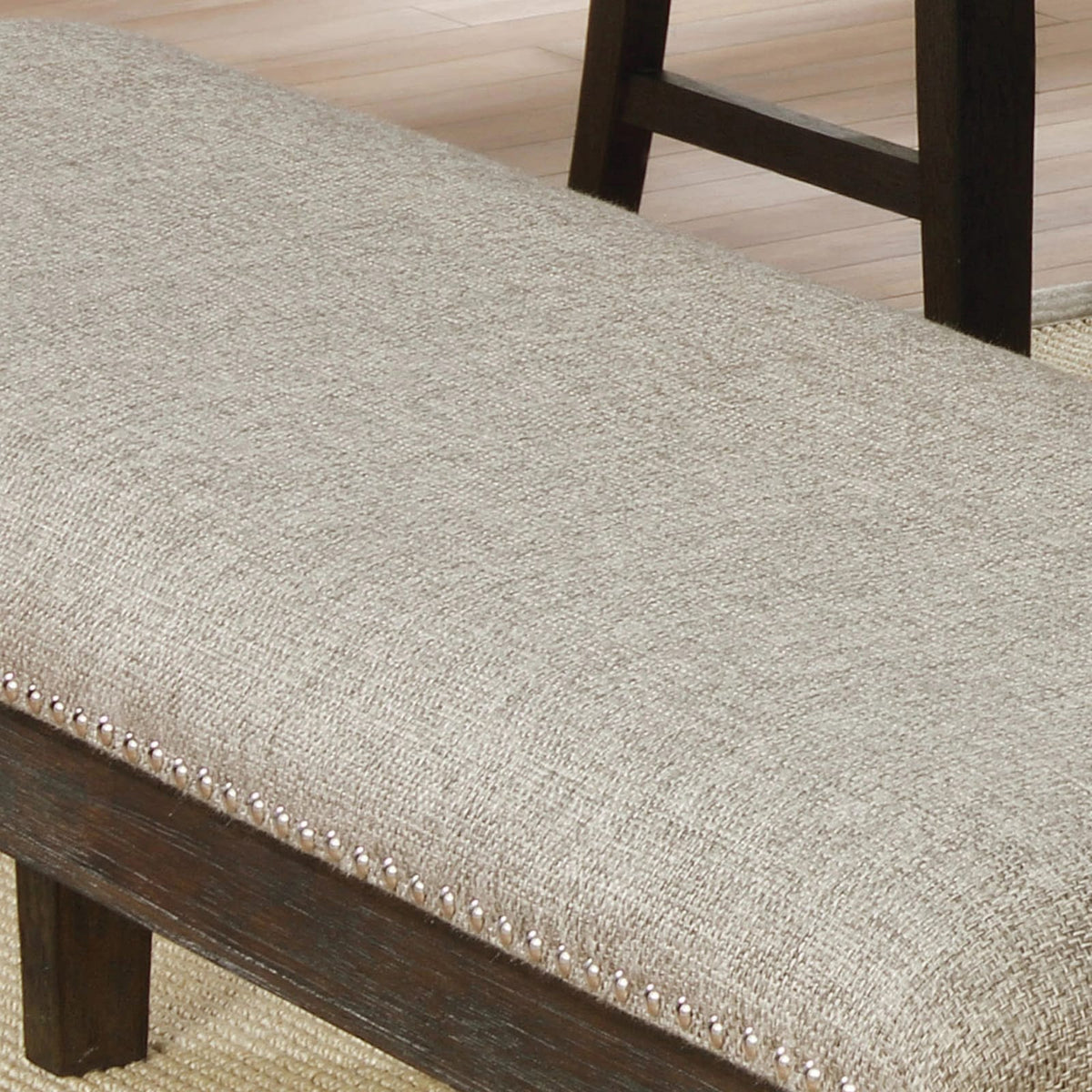 Espresso Gray Dining Bench - 63" Transitional Style