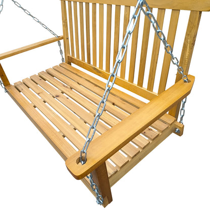 Teak Wood Front Porch Swing - Outdoor Patio Bench