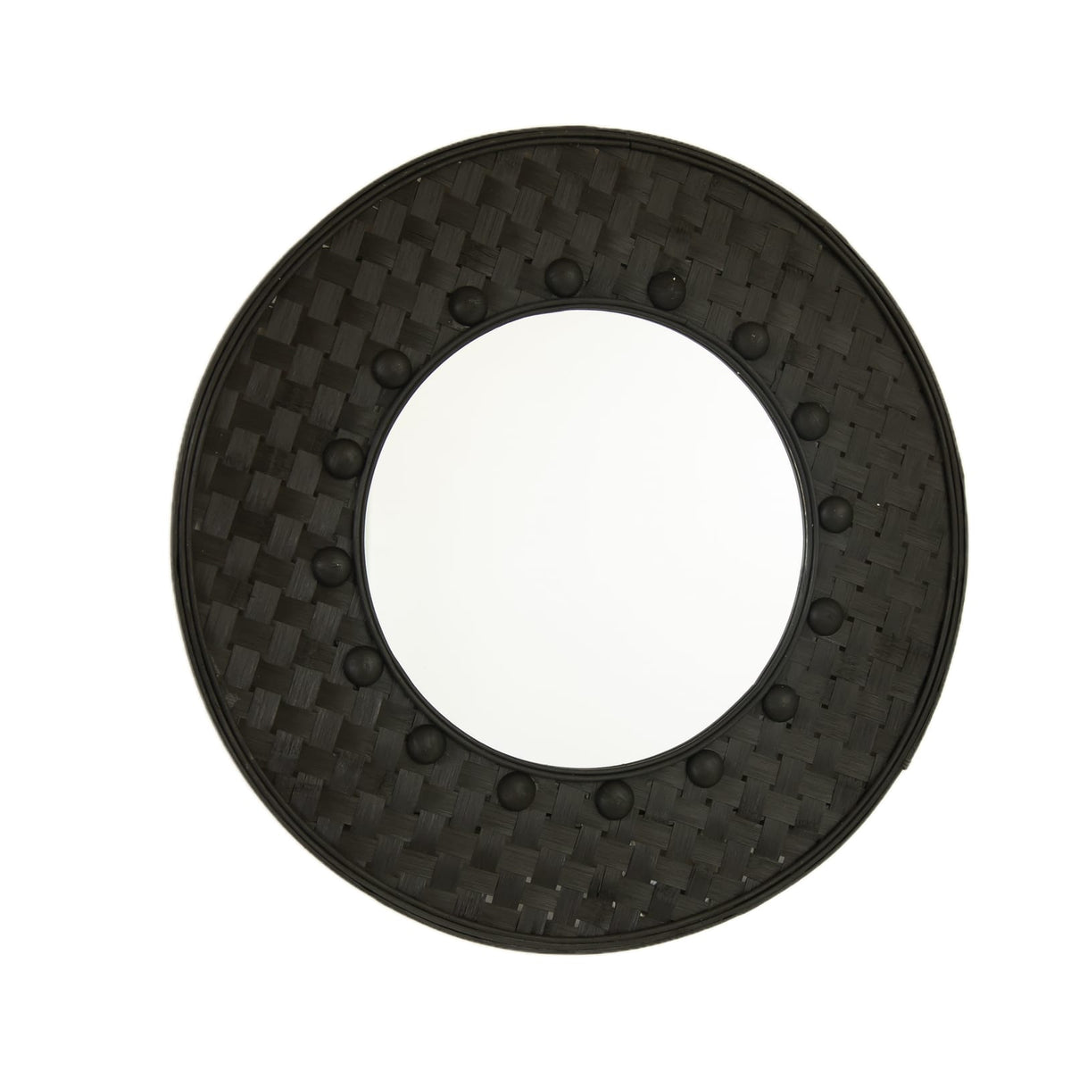 Black Bamboo Mirror - 24'' Circle Wall Art