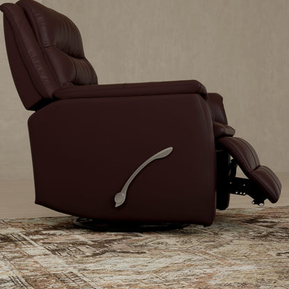 Dark Brown Manual Recliner with Swivel & Footrest for Living Room
