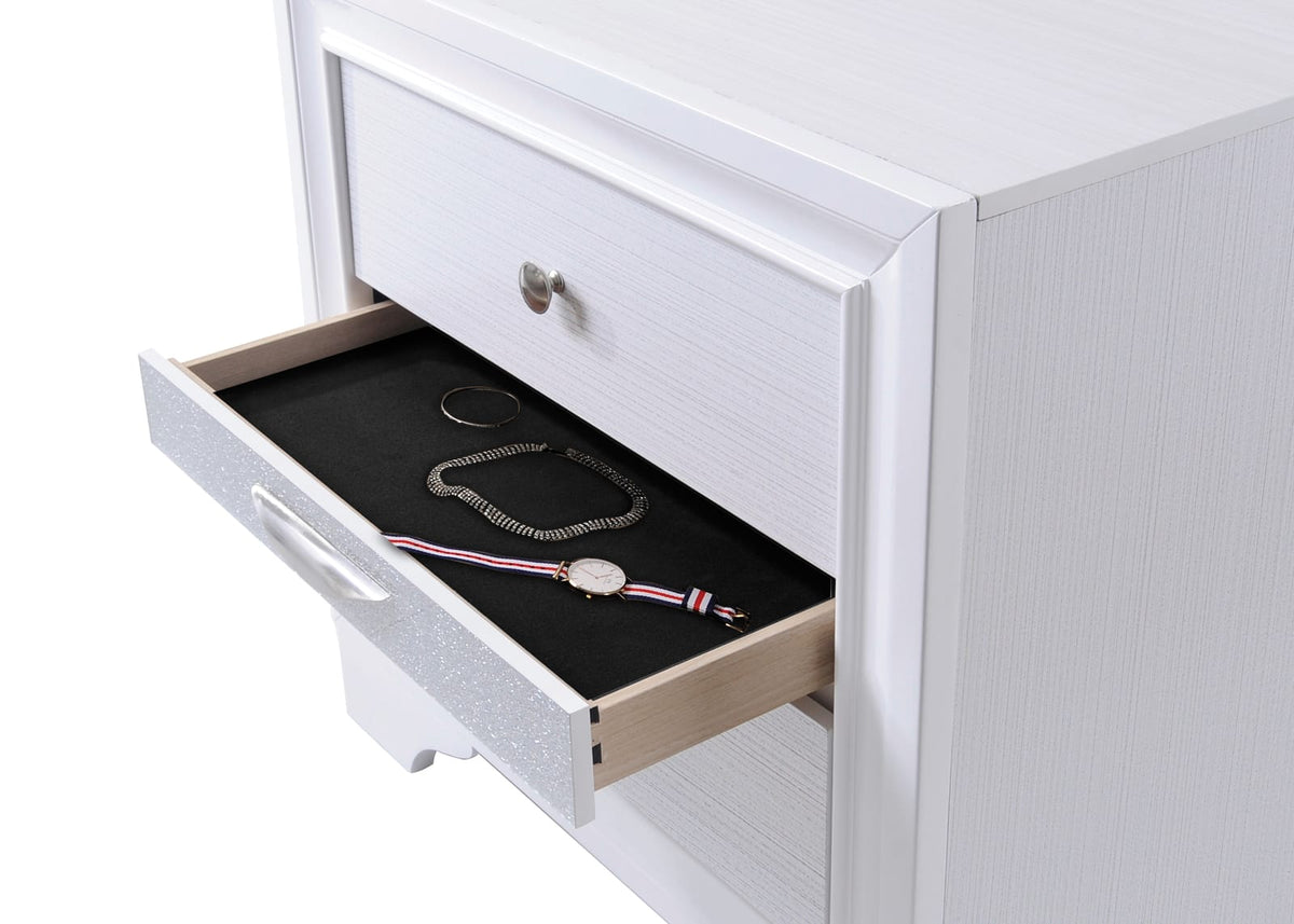 Naima White Nightstand - Compact Storage for Bedroom