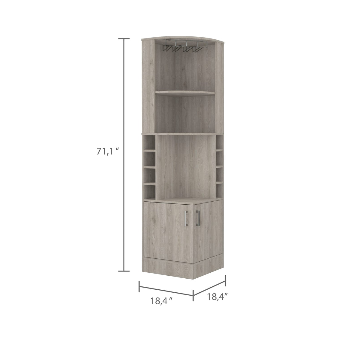 Light Gray Seattle Bar Cabinet - 8 Bottle Storage