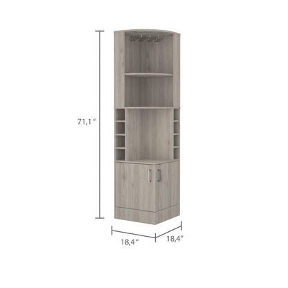 Light Gray Seattle Bar Cabinet - 8 Bottle Storage
