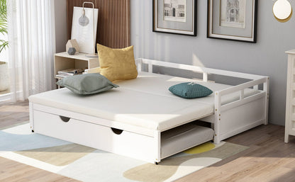 Extending Daybed with Trundle - White Solid Wood