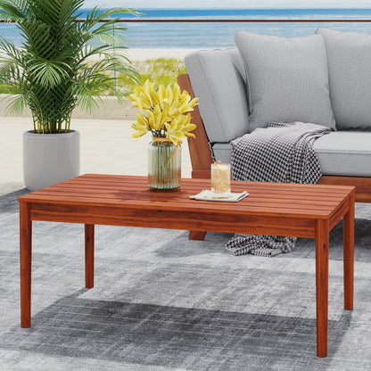 Rustic Mahogany Acacia Wood Outdoor Coffee Table for Garden Patio