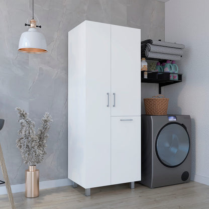 Iris 71" High Broom Closet Cabinet - White Particle Board