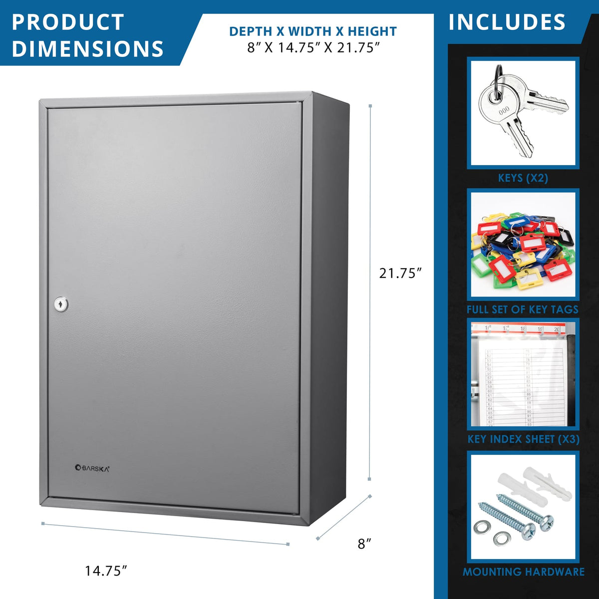 300 Key Adjustable Steel Safe - Gray Home Office Storage