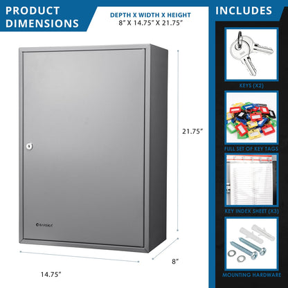 300 Key Adjustable Steel Safe - Gray Home Office Storage