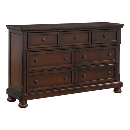 7 Drawer Brown Wood Dresser - Classic Bedroom Furniture
