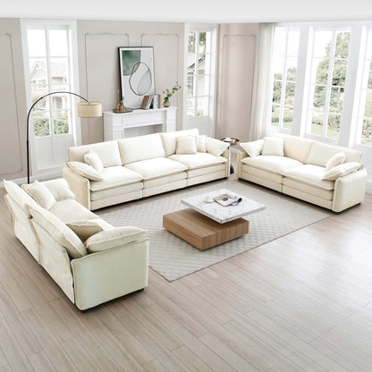 3-Piece Beige Corduroy Sofa Set - Modern Living Room Furniture