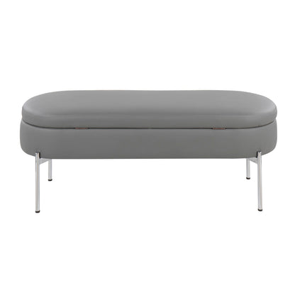 Grey Faux Leather Bed Bench with Storage for Living Room