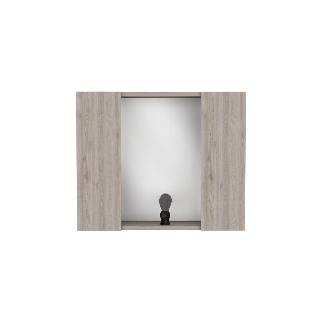 Light Gray Bathroom Storage Cabinet with Mirror