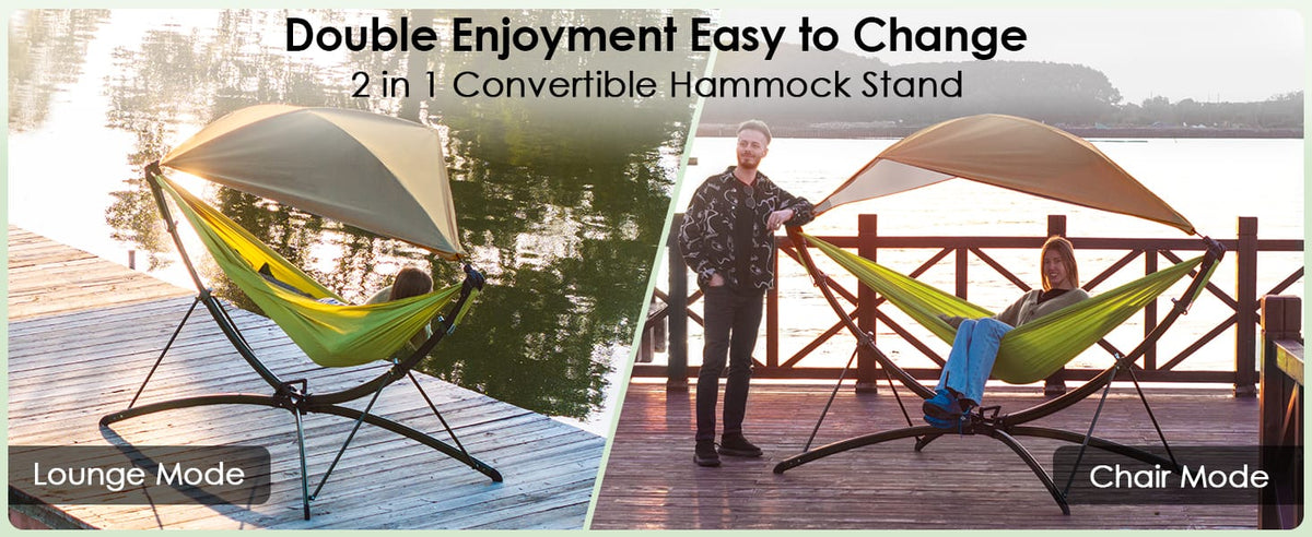 Green Outdoor Hammock Stand - Quick Fold Patio Seating