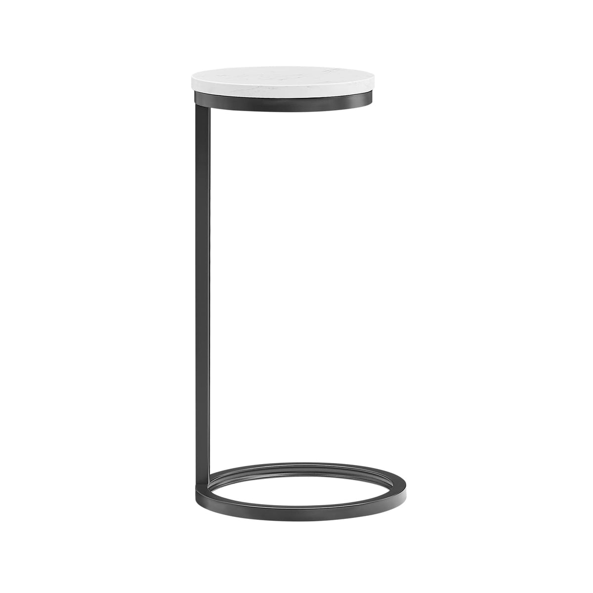 Antique Bronze Marble Accent Table with Metal Base for Living Room