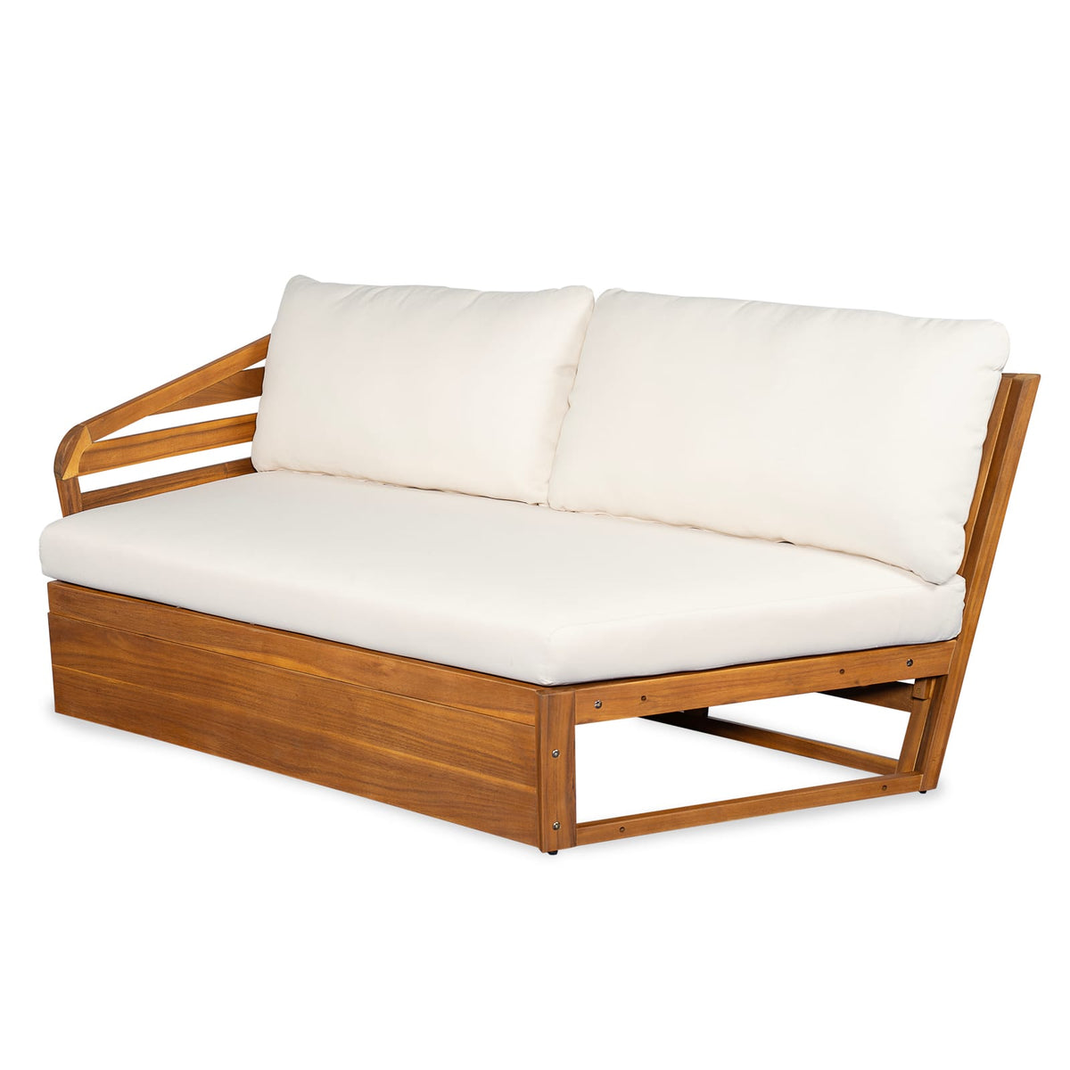 Modern Acacia Wood Sectional Patio Sofa for Poolside or Garden