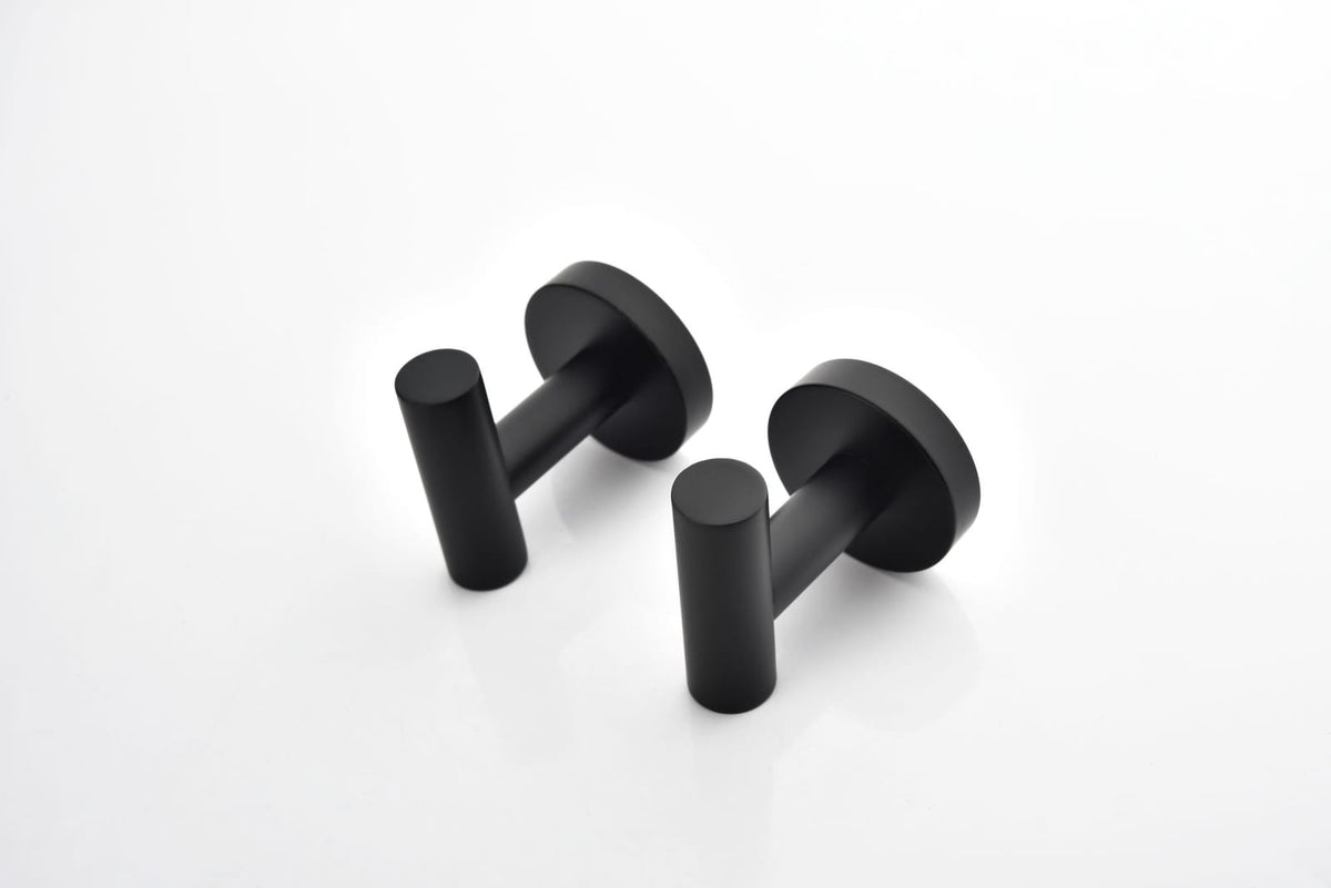 Stainless Steel Bathroom Towel Hooks - Matte Black, 2-Pack