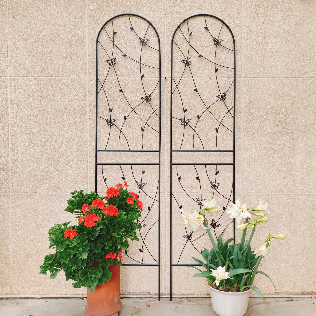 Black Butterfly Metal Garden Trellis Set - 4 Pack