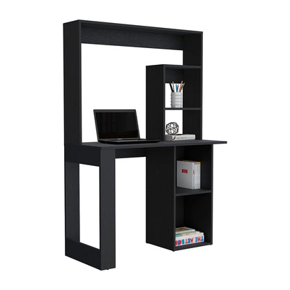 Black Computer Desk With Hutch & Shelves - Office Desk