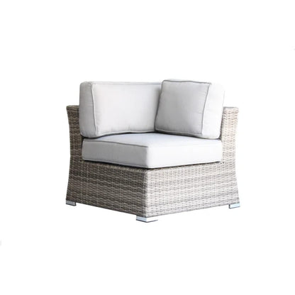 Poolside Wicker Patio Sofa Set with Cushions Seats 6 Grey Mix