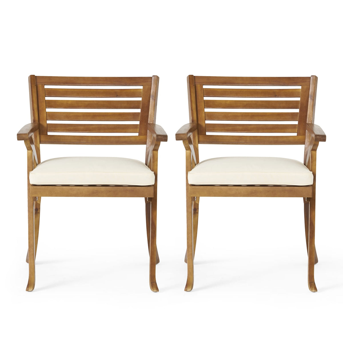 Cream Teak Acacia Wood Patio Dining Set 3 Pieces