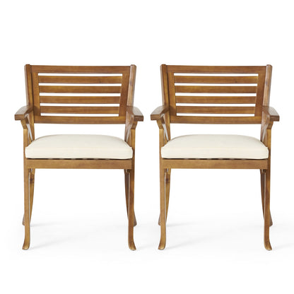 Cream Teak Acacia Wood Patio Dining Set 3 Pieces