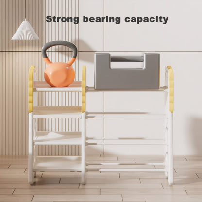 4-Tier Kids Bookshelf & Toy Storage - Grey, White, Yellow