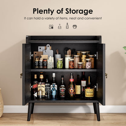 Rattan Buffet Cabinet - Black Sideboard Storage