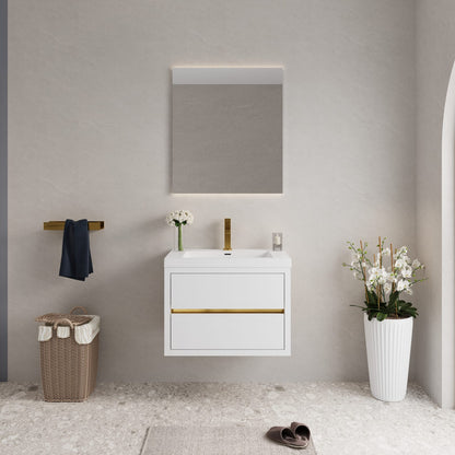 Glossy White Bathroom Vanity with Sink - 29.5" Storage Cabinet