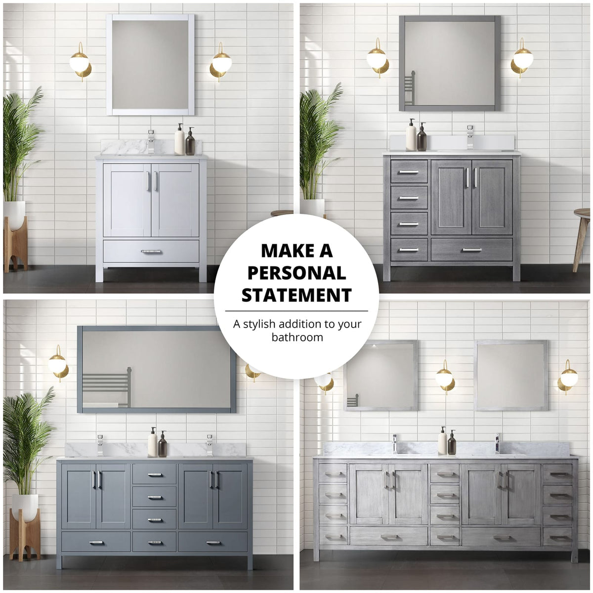 Dark Grey Double Bath Vanity - 84 Inch Wide