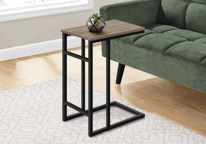 Brown C-Shaped End Table for Living Room or Guest Storage