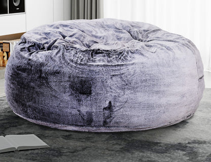 Modern Round Bean Bag Chair - Purple Memory Foam, 5 Foot Diameter