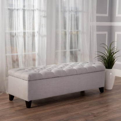 Light Gray Fabric Storage Ottoman - 51" W