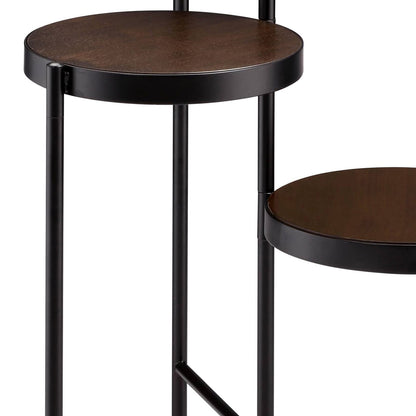 Black & Walnut 3-Tier Foldable Plant Stand - Display Shelving for Living Room