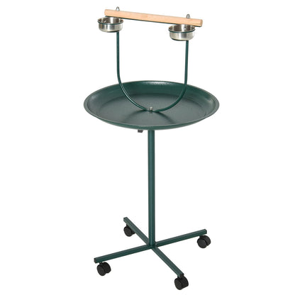Green Steel Bird Stand - Rolling T-Stand Perch